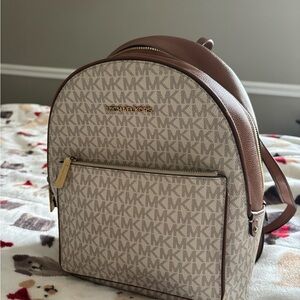 Michael Kors Beige and Brown Backpack